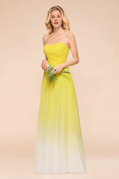 Pretty Strapless Backless A-line Floor-length Chiffon Ruched Bridesmaid Dress_4