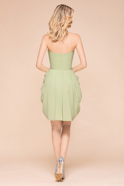 Classy Light Green Strapless A-line Knee-length Chiffon Bridesmaid Dress With Ruched_3