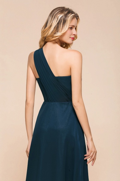 Simple One Shoulder A-line Floor-length Chiffon Bridesmaid Dress With Ruched_9