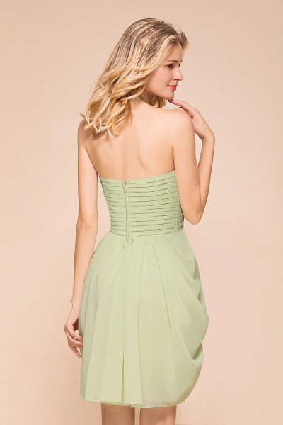 Classy Light Green Strapless A-line Knee-length Chiffon Bridesmaid Dress With Ruched_9