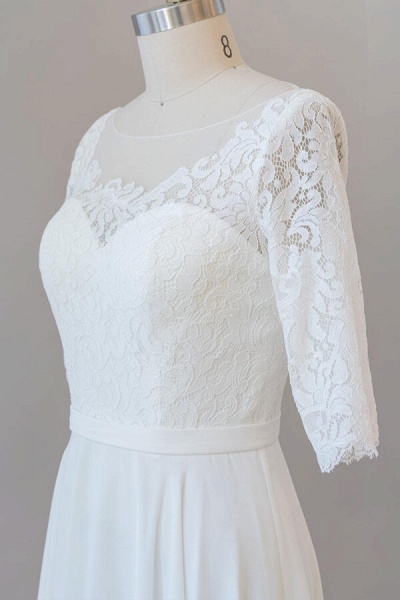 Graceful Lace Chiffon Floor Length Wedding Dress_6