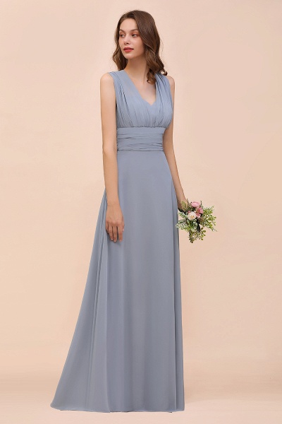 Classy A-Line Wide Straps Floor-length Chiffon Bridesmaid Dresses With Ruched_7