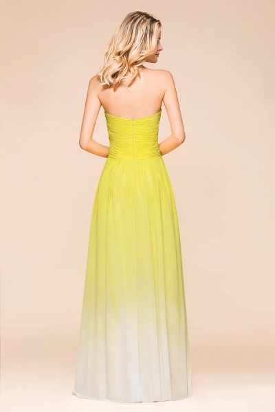 Pretty Strapless Backless A-line Floor-length Chiffon Ruched Bridesmaid Dress_3