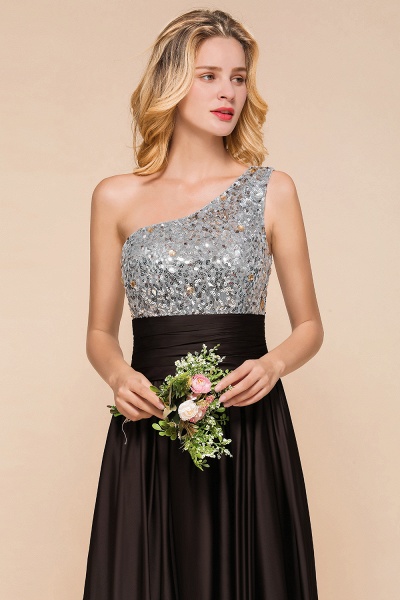 Gorgeous One Shoulder A-line Ruched Chiffon Bridesmaid Dress With Sequins_7