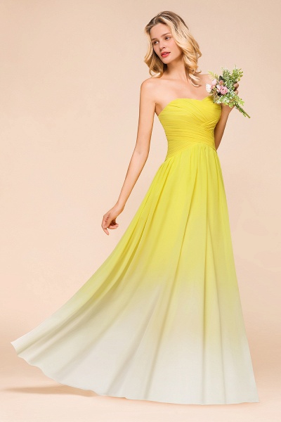 Pretty Strapless Backless A-line Floor-length Chiffon Ruched Bridesmaid Dress_5