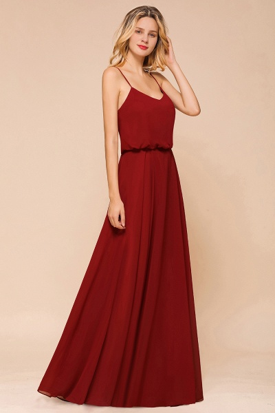 Elegant Red Spaghetti Straps Sweetheart A-line Chiffon Floor-length Bridesmaid Dress_5
