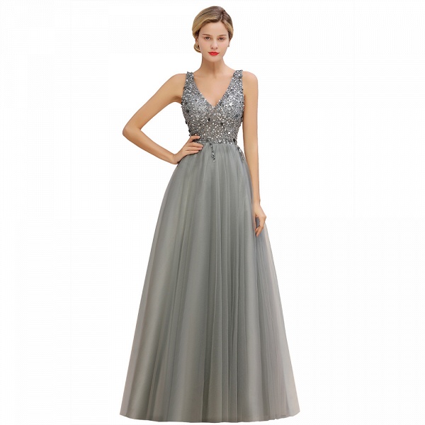 Fabulous V-neck Tulle A-line Prom Dress_13