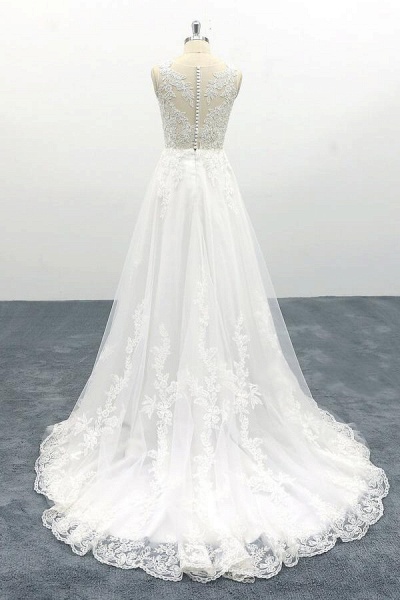 Elegant Appliques Tulle A-line Wedding Dress_3