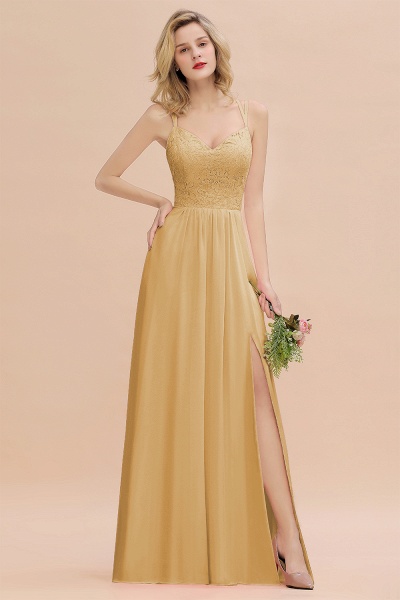 Beautiful A-Line Chiffon Spaghetti Straps Sweetheart Floor-length Split Bridesmaid Dress_13