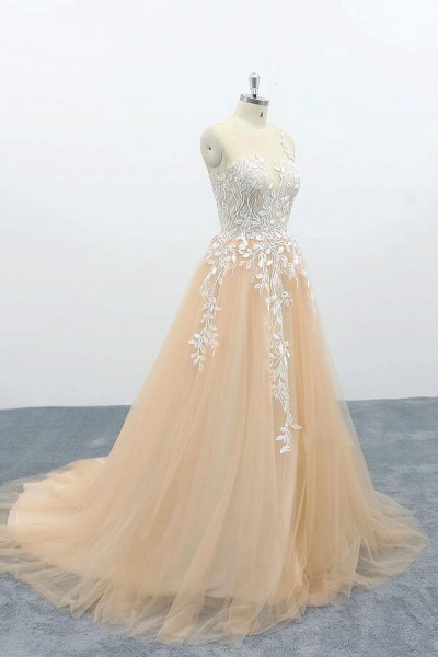 Graceful Appliques Tulle A-line Wedding Dress_4