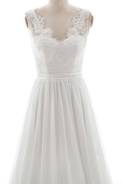 Affordable V-neck Lace Chiffon A-line Wedding Dress_4