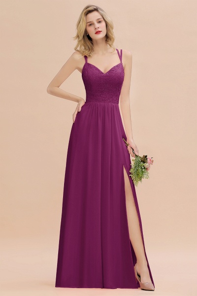 Beautiful A-Line Chiffon Spaghetti Straps Sweetheart Floor-length Split Bridesmaid Dress_42