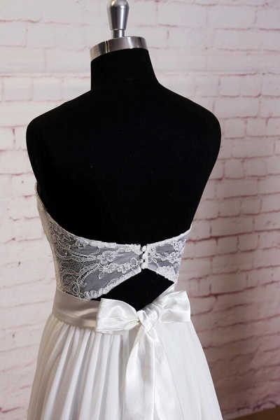 Strapless Lace Chiffon A-line Wedding Dress_5