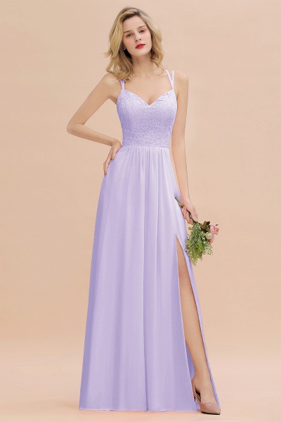 Beautiful A-Line Chiffon Spaghetti Straps Sweetheart Floor-length Split Bridesmaid Dress_21