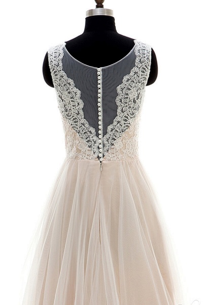 Lace Tulle A-line Floor Length Wedding Dress_6