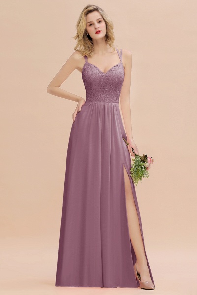 Beautiful A-Line Chiffon Spaghetti Straps Sweetheart Floor-length Split Bridesmaid Dress_43