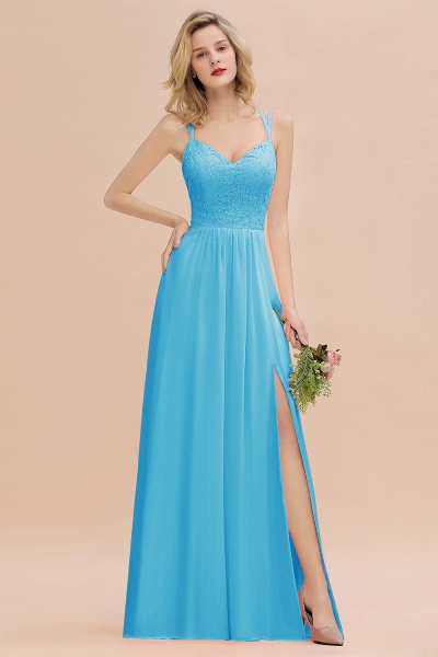 Beautiful A-Line Chiffon Spaghetti Straps Sweetheart Floor-length Split Bridesmaid Dress_24