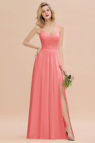 Beautiful A-Line Chiffon Spaghetti Straps Sweetheart Floor-length Split Bridesmaid Dress_7