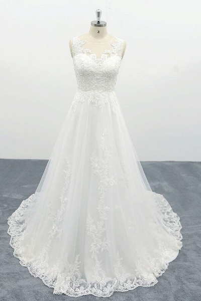 Elegant Appliques Tulle A-line Wedding Dress_1