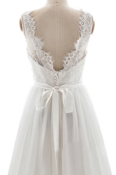 Affordable V-neck Lace Chiffon A-line Wedding Dress_6