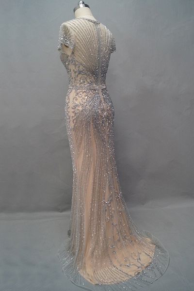Wonderful Jewel Satin Mermaid Prom Dress_22
