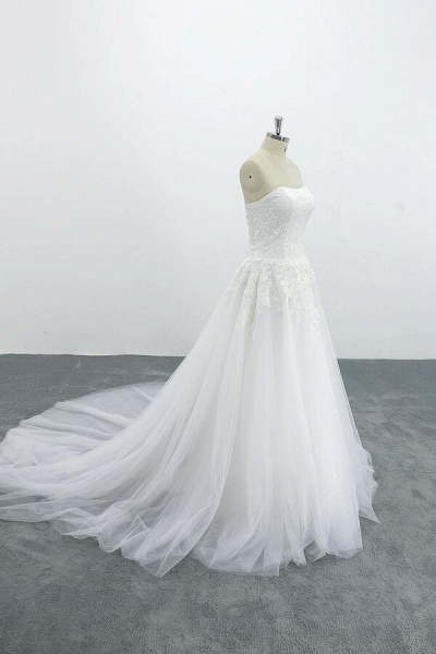 Graceful Strapless Appliques Tulle Wedding Dress_4
