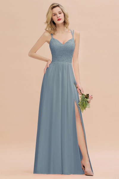 Beautiful A-Line Chiffon Spaghetti Straps Sweetheart Floor-length Split Bridesmaid Dress_40