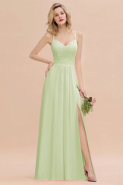 Beautiful A-Line Chiffon Spaghetti Straps Sweetheart Floor-length Split Bridesmaid Dress_35