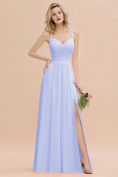 Beautiful A-Line Chiffon Spaghetti Straps Sweetheart Floor-length Split Bridesmaid Dress_22