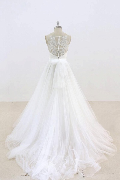 Graceful Illusion Lace Tulle A-line Wedding Dress_3