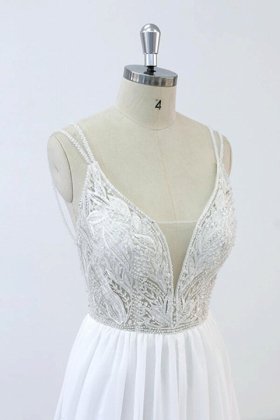 Elegant Beading Chiffon A-line Wedding Dress_4