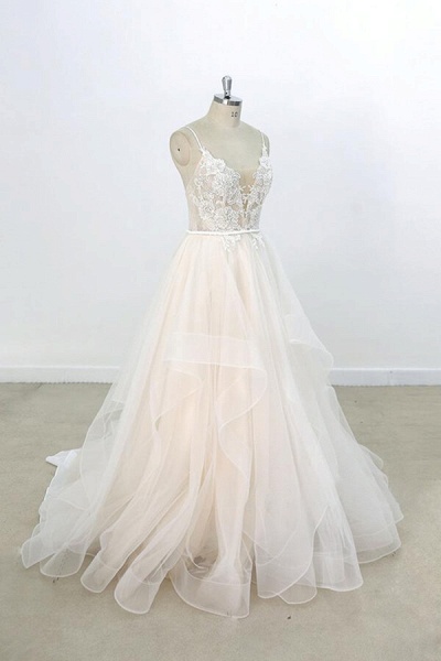 Eye-catching Appliques Tulle A-line Wedding Dress_4