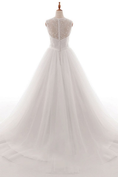 Eye-catching V-neck Tulle A-line Wedding Dress_3