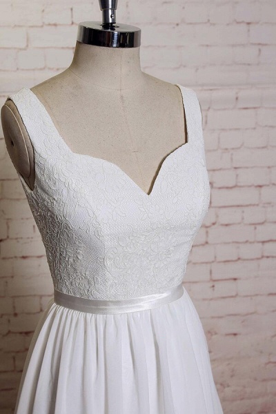 Square Neck Lace Chiffon A-line Wedding Dress_4