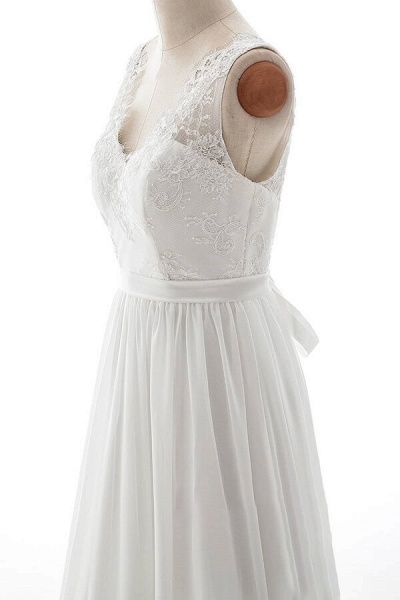 Affordable V-neck Lace Chiffon A-line Wedding Dress_5
