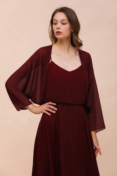 BM1088 Burgundy Long Sleeves Chiffon Special Occasions Wrap