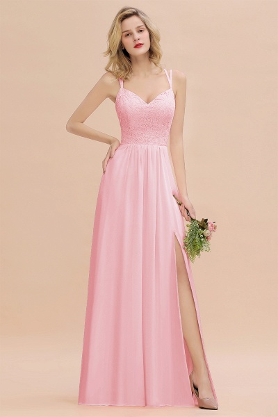 Beautiful A-Line Chiffon Spaghetti Straps Sweetheart Floor-length Split Bridesmaid Dress_4