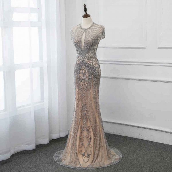 Wonderful Long Mermaid Jewel Satin Beads Prom Dress_40