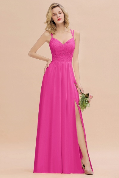 Beautiful A-Line Chiffon Spaghetti Straps Sweetheart Floor-length Split Bridesmaid Dress_9