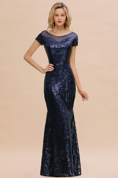 Elegant Long Mermaid Jewel Tulle Sequined Formal Prom Dress_8
