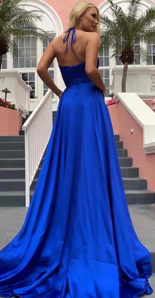 Beautiful Spaghetti Straps Stretch Satin A-line Prom Dress_5