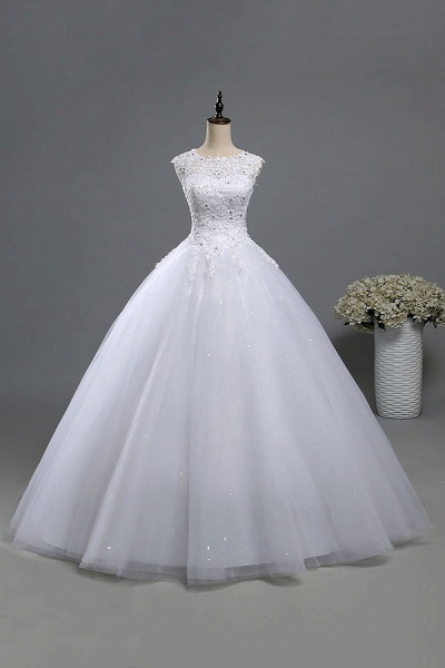 Lace-up Appliques Tulle A-line Wedding Dress_1