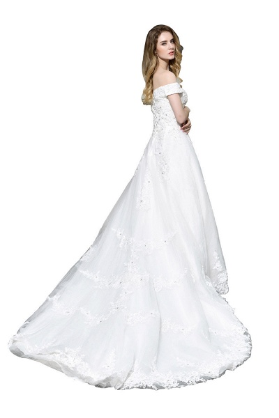 Lace  Off the Shoulder Beading Mermaid Wedding Dress_3
