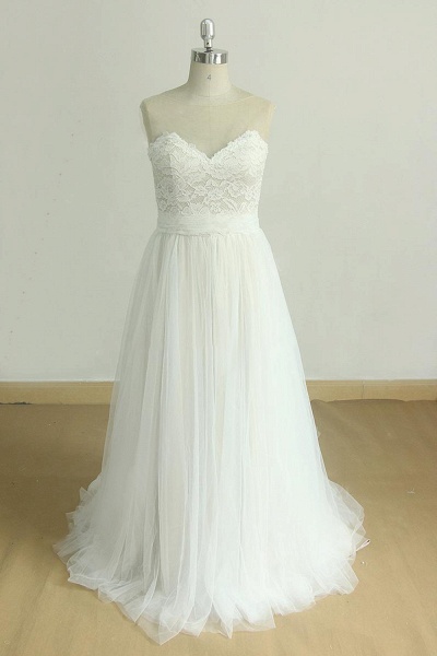 Graceful Illusion Lace Tulle A-line Wedding Dress_1