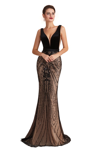 Exquisite V-neck Lace Mermaid Prom Dress_1