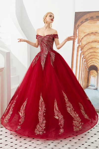 Beautiful Off-the-shoulder Tulle Ball Gown Prom Dress_4