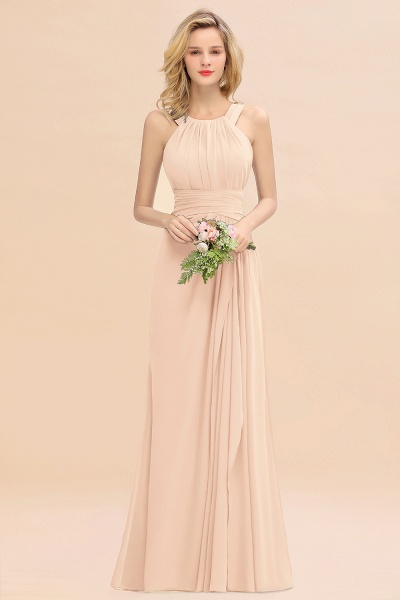 Long A-line Halter Chiffon Backless Floor-length Bridesmaid Dresses_5