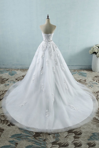 Strapless Appliques Tulle A-line Wedding Dress_3