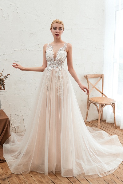 Eye-catching Appliques Tulle A-line Wedding Dress_6