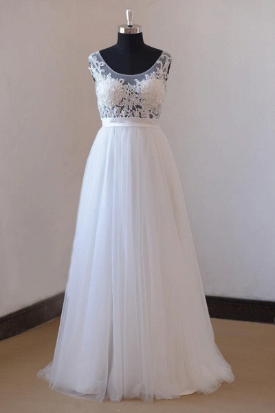 Amazing Appliques Tulle A-line Wedding Dress_1